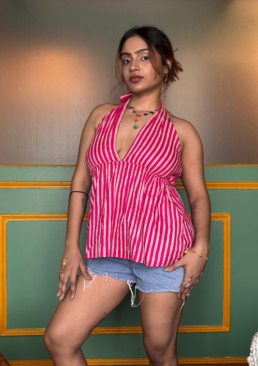 Candy striped halter top