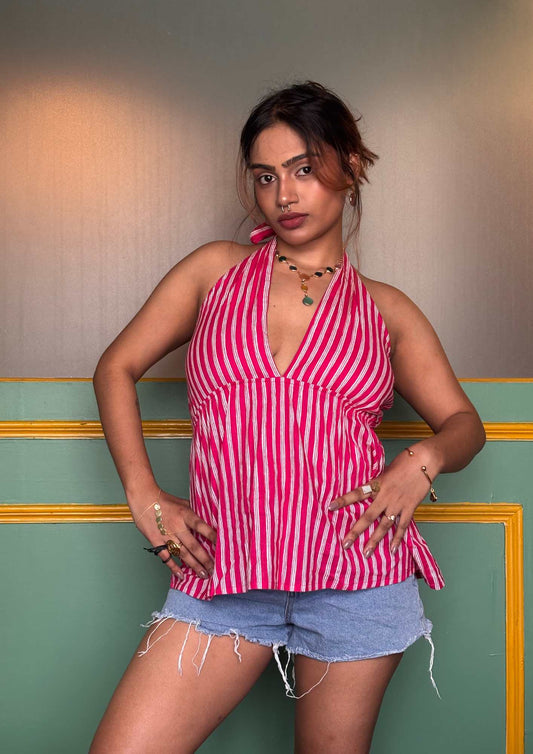 Candy striped halter top