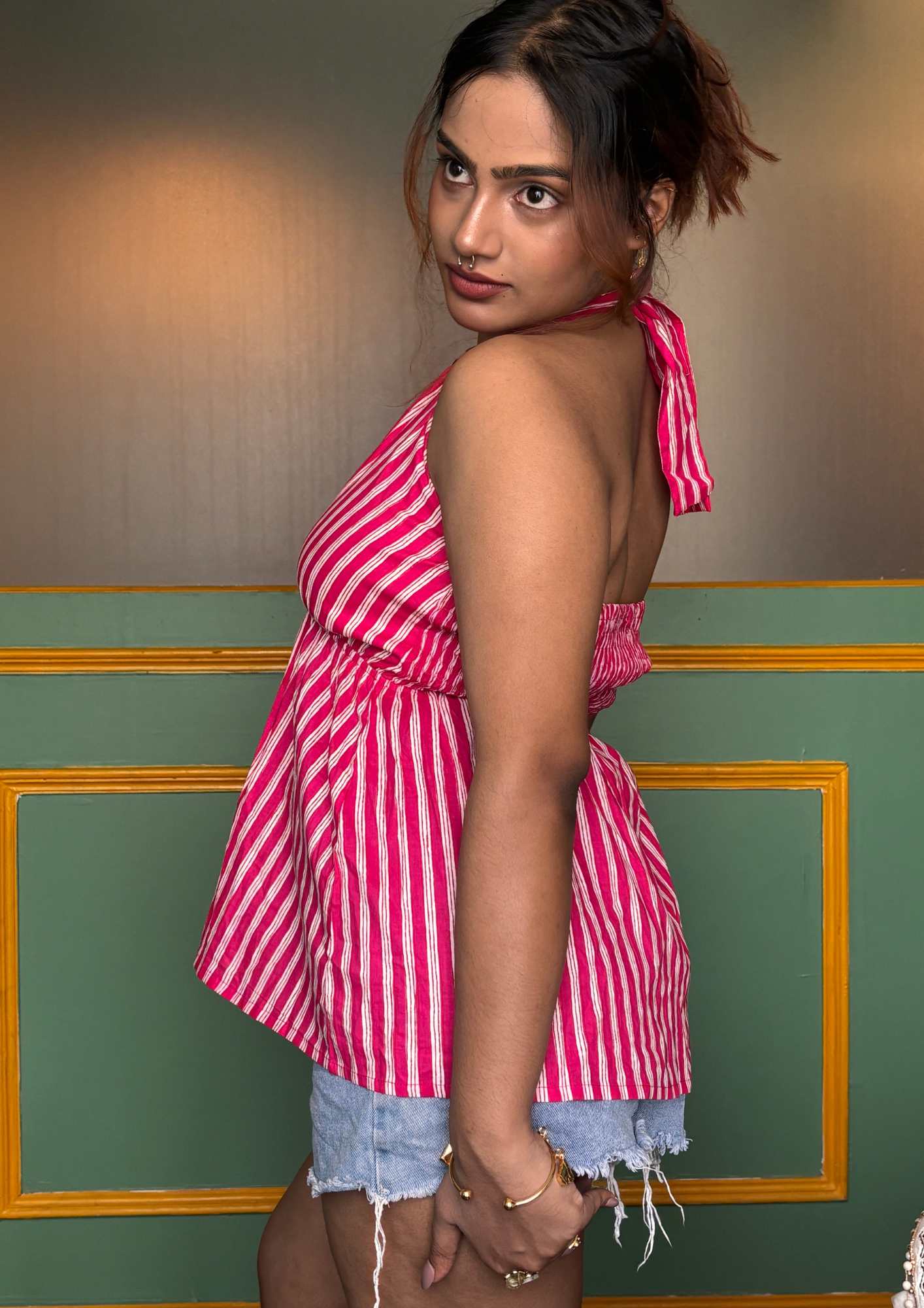 Candy striped halter top