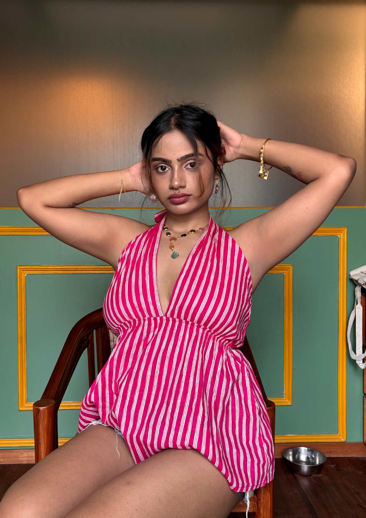 Candy striped halter top